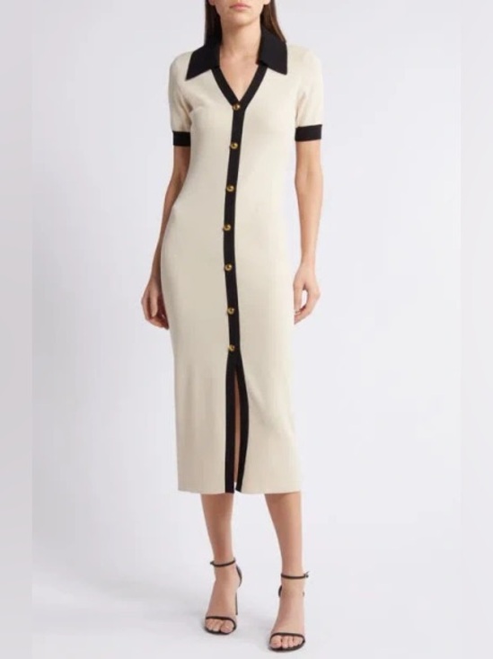 Zoe And Claire Dresses & Skirts - Zoe and Claire Cream Collared Button Front
Sweater Dress NWT